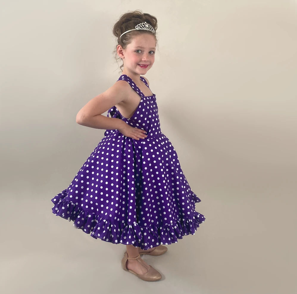 Purple Polka Dot Twirl Dress