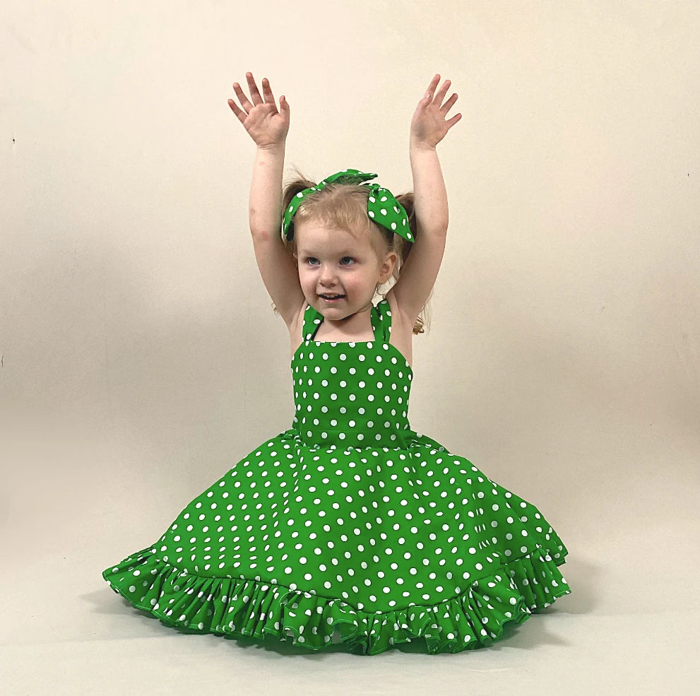 Green Polka Dot Twirl Dress