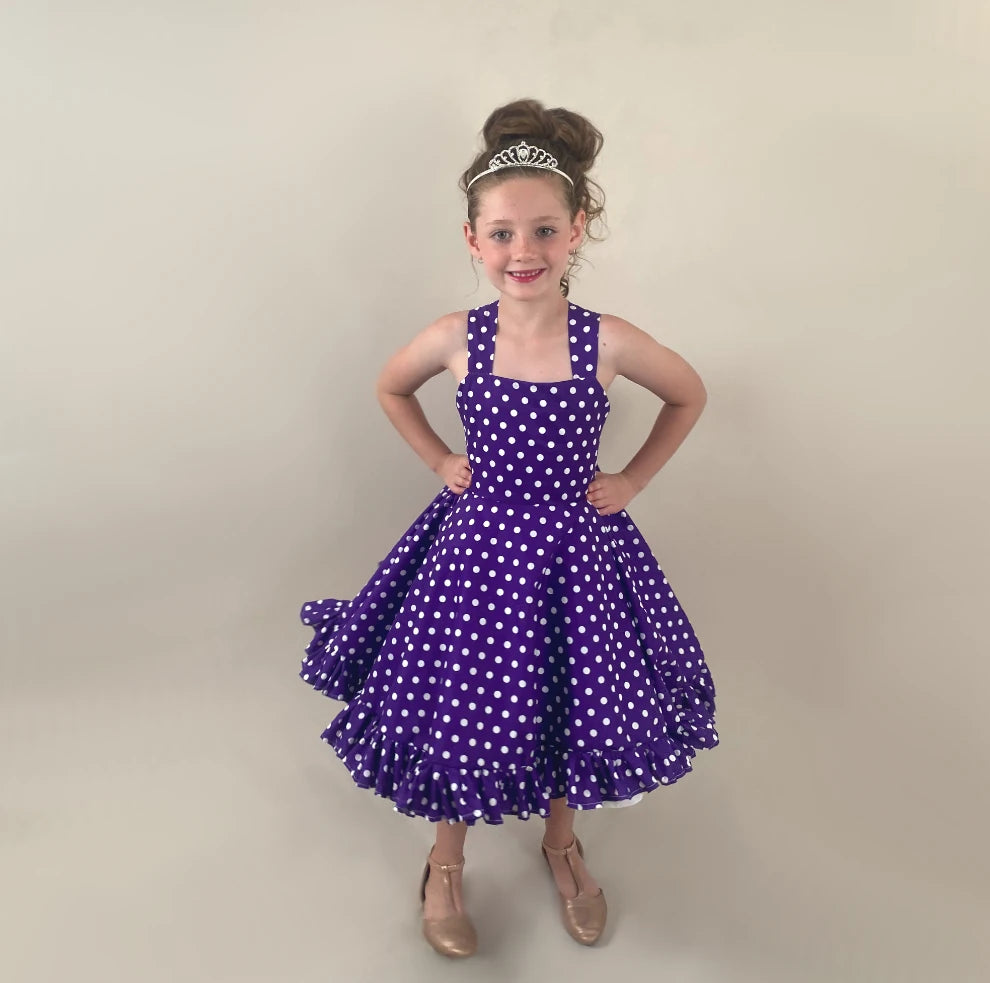 Purple Polka Dot Twirl Dress