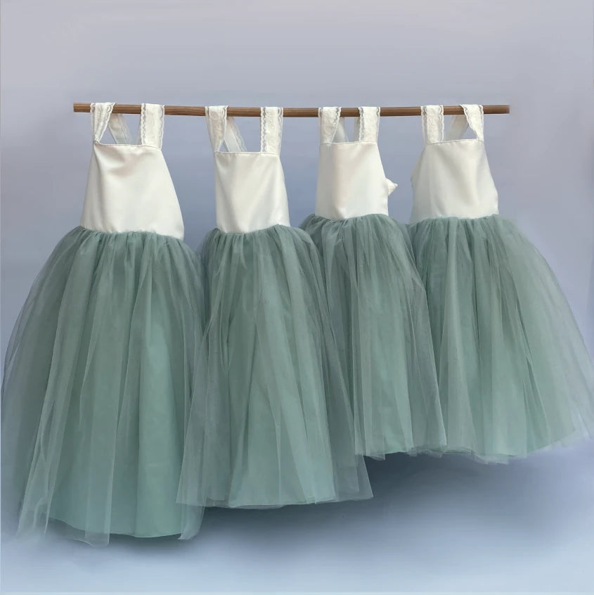 Ashanti sage and ivory tulle dress