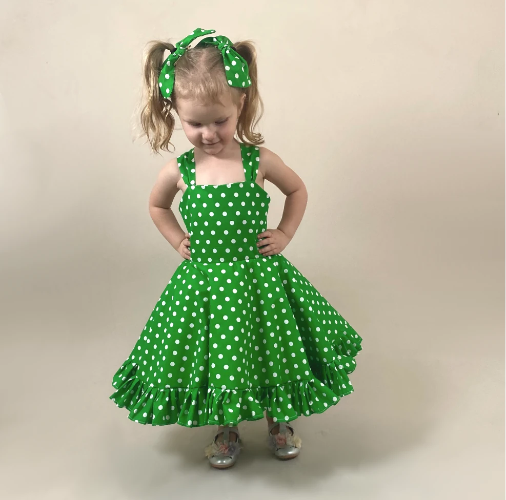 Green Polka Dot Twirl Dress