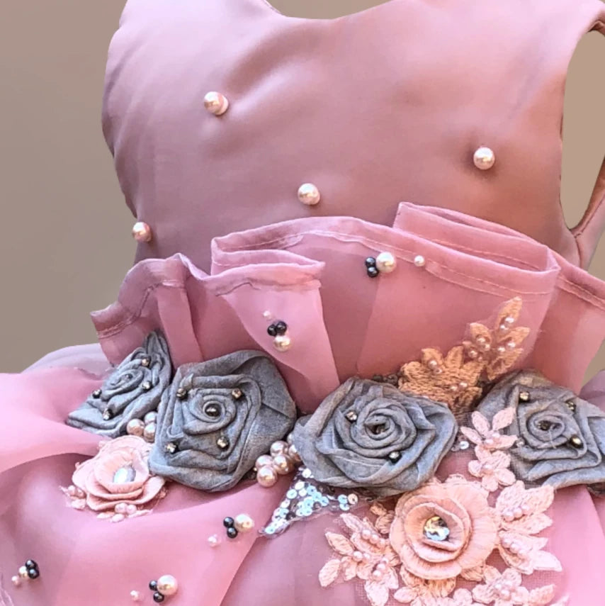 Julia pink and grey boutique dress