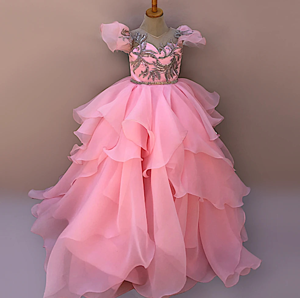Gia formal layered chiffon gown