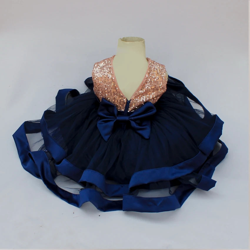 Serenity Navy and Rose Gold Dress