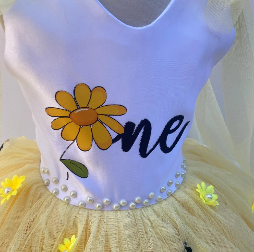 Yellow Daisy First Birthday Dress