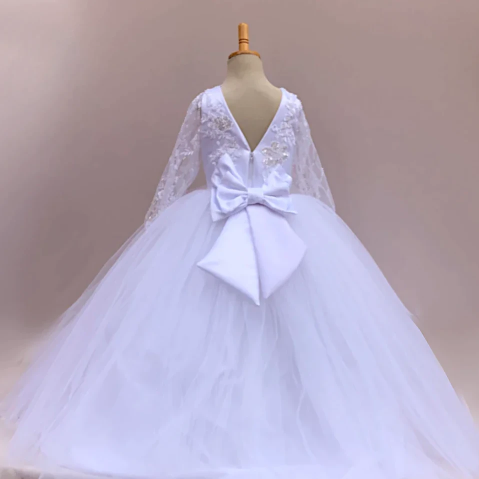 Emma White Lace Flower Girl Dress