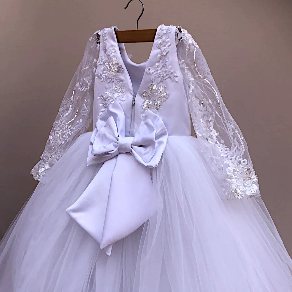 Emma White Lace Flower Girl Dress