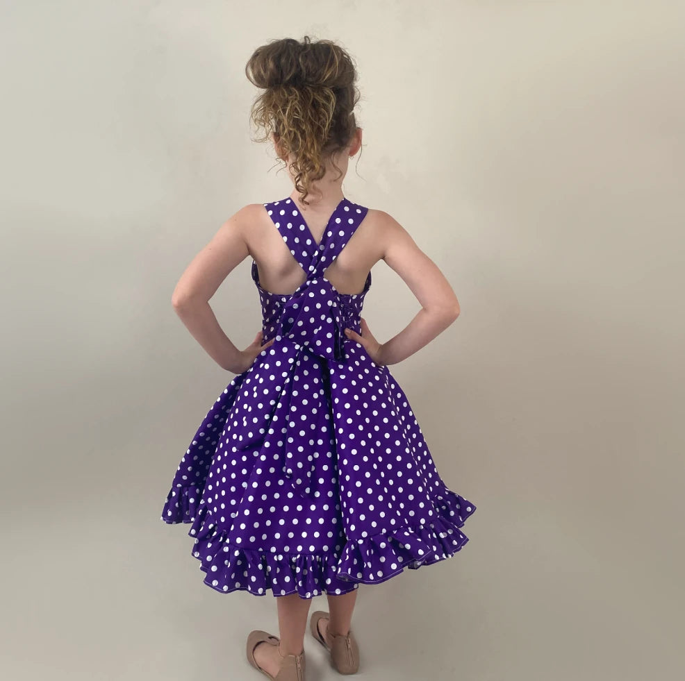 Purple Polka Dot Twirl Dress