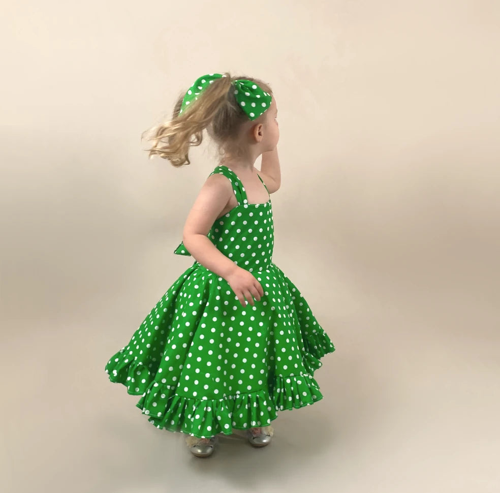Green Polka Dot Twirl Dress