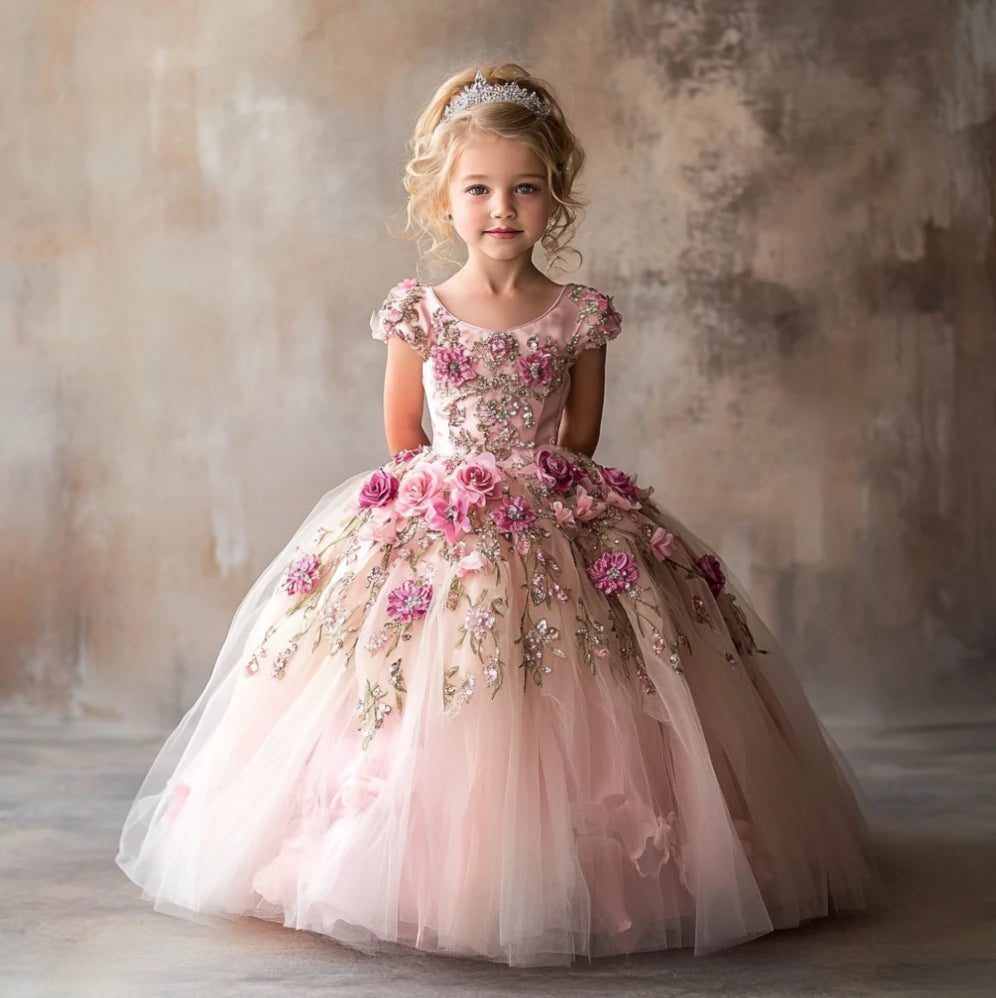 Maya Pink Floral Ball Gown