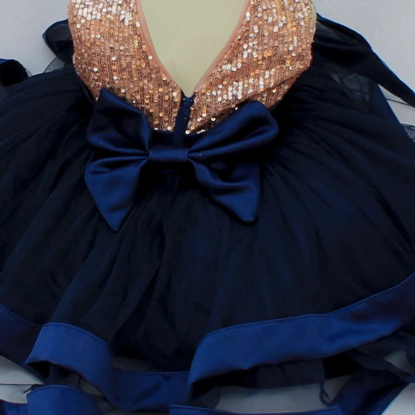 Skye Navy and Rose Gold Flower Girl Dress