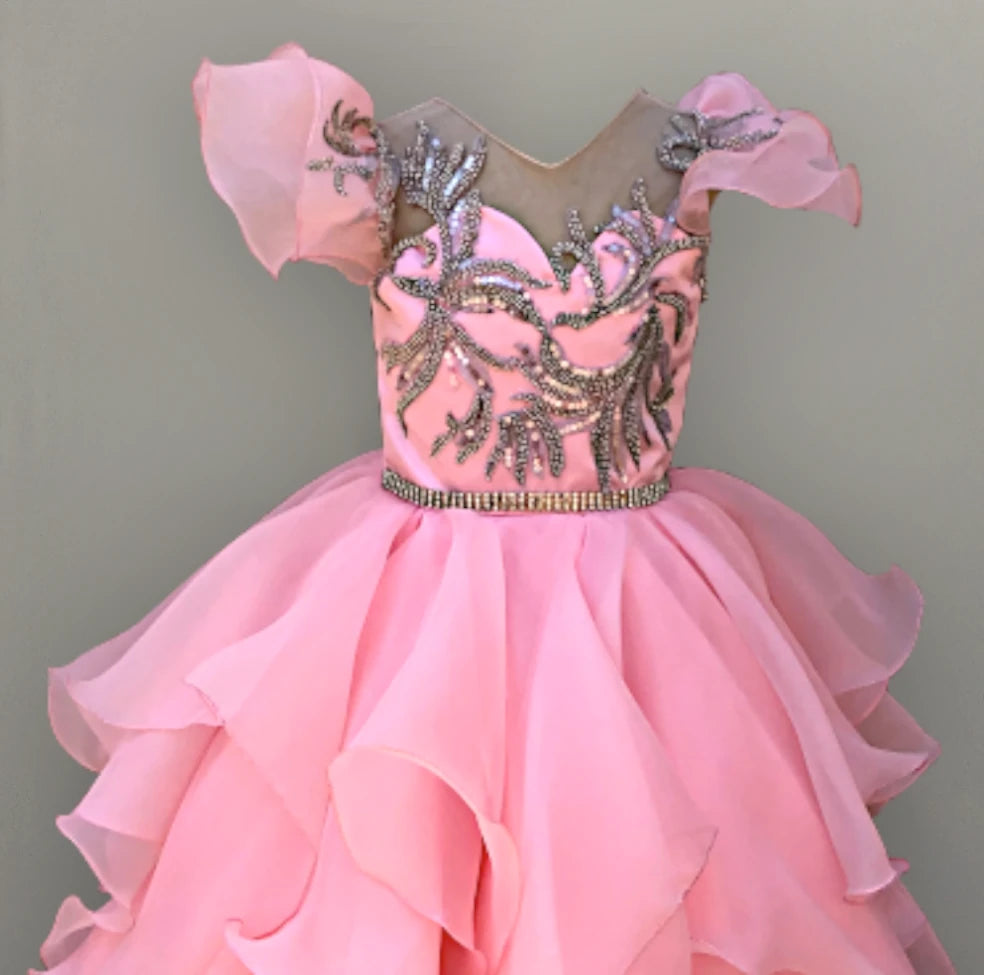 Gia formal layered chiffon gown