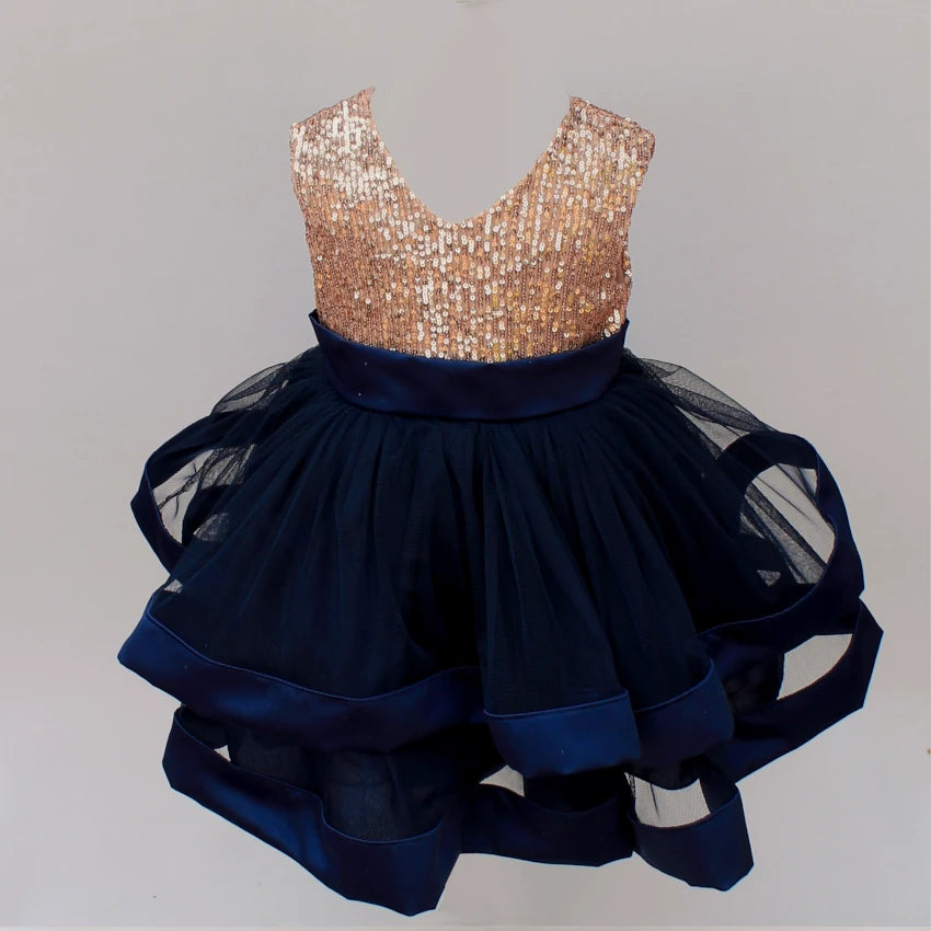 Serenity Navy and Rose Gold Dress