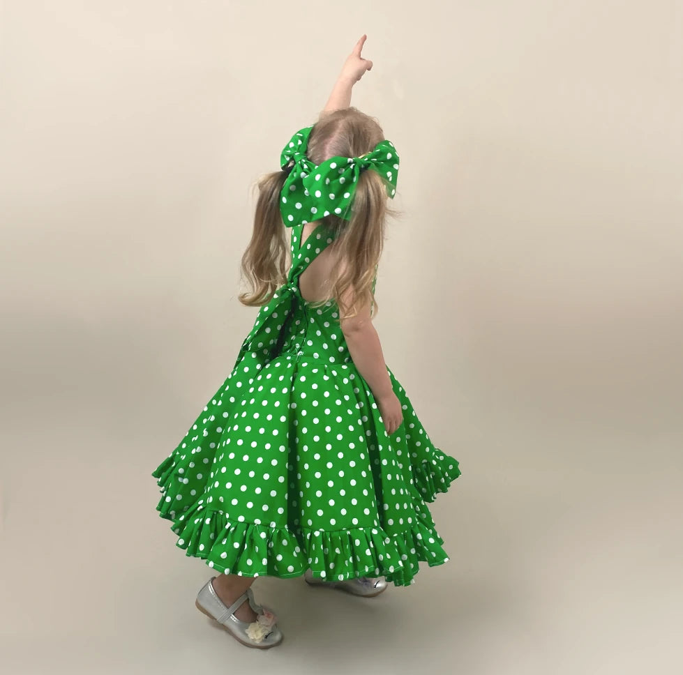 Green Polka Dot Twirl Dress