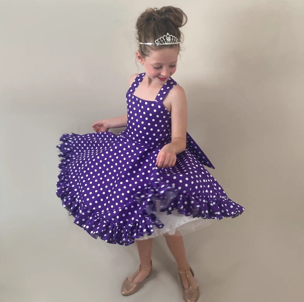 Purple Polka Dot Twirl Dress