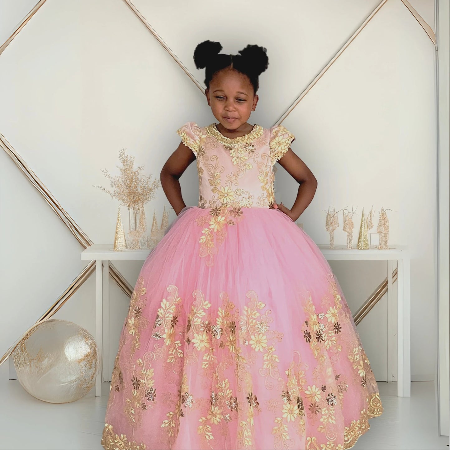 Elodie Pink and Gold Occasion Dress
