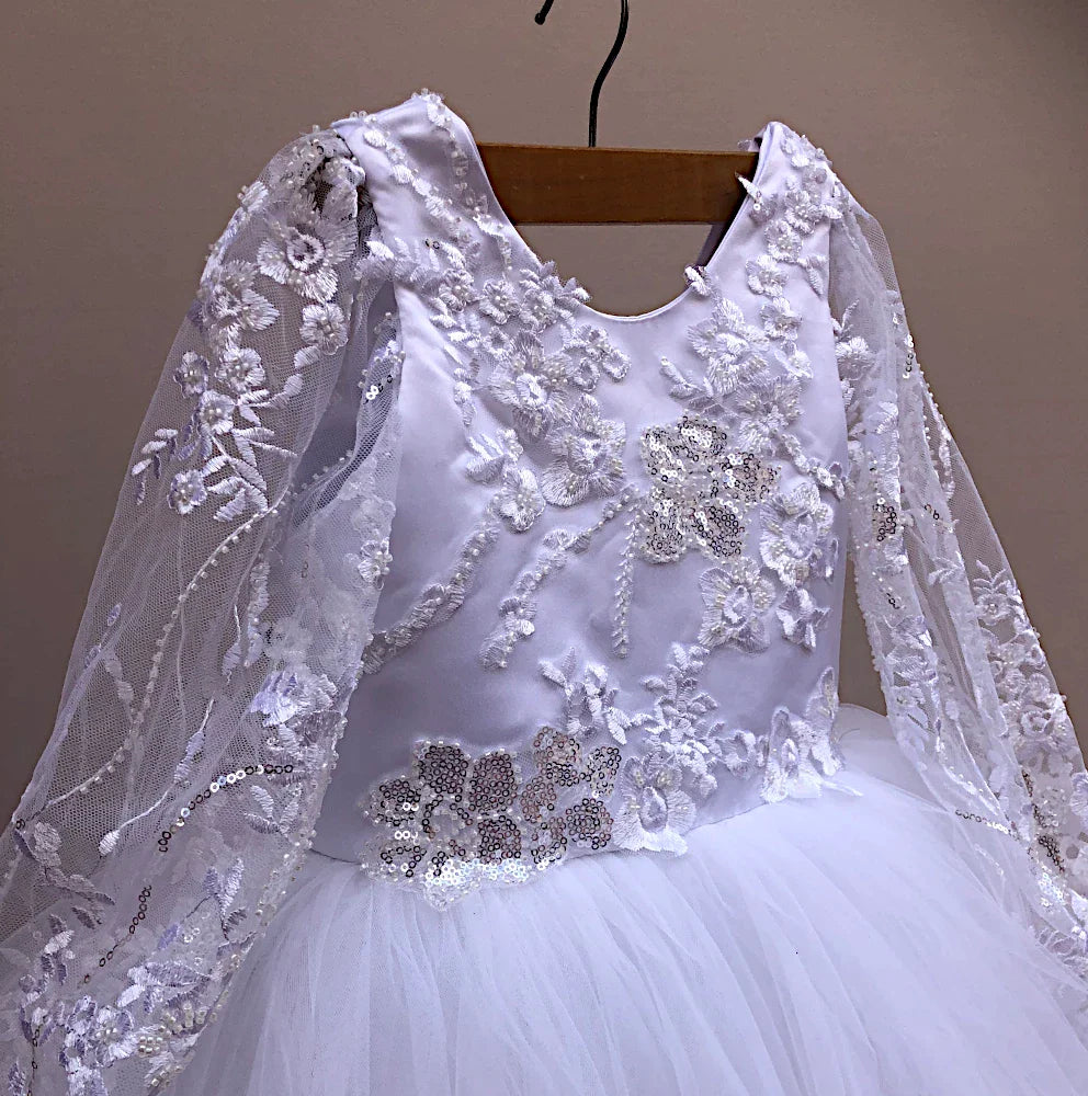 Emma White Lace Flower Girl Dress