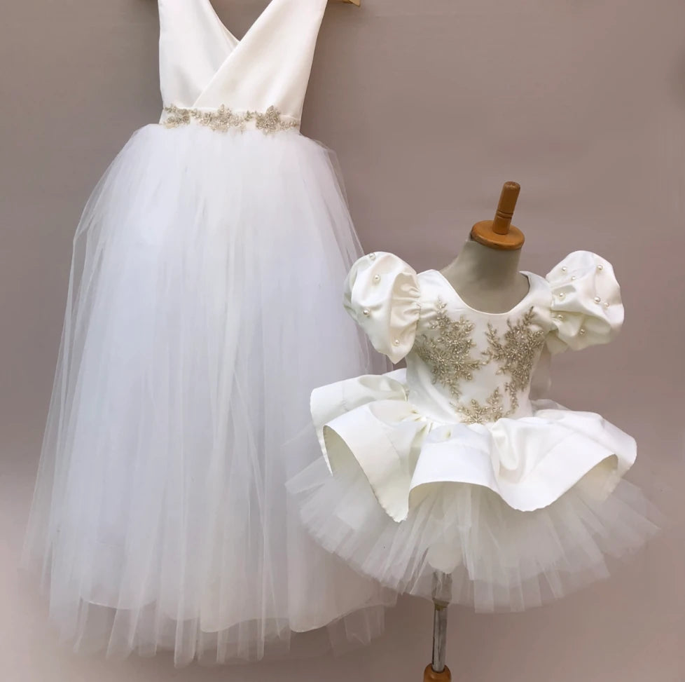 Isidora Ivory puffy sleeve dress