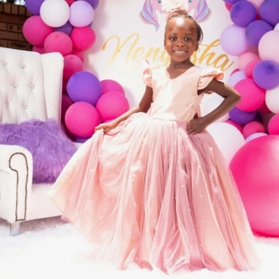Cloe Blush Pink Flower Girl Dress
