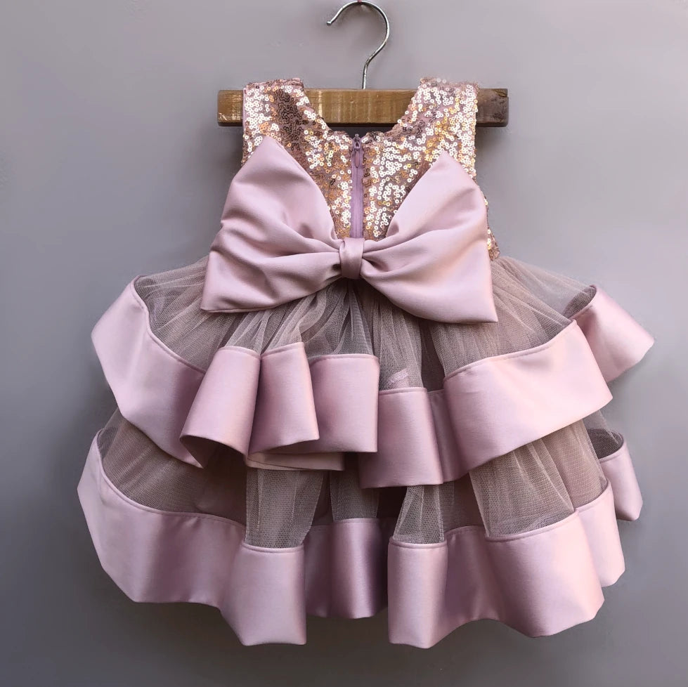 Marcella pink and rose gold dress