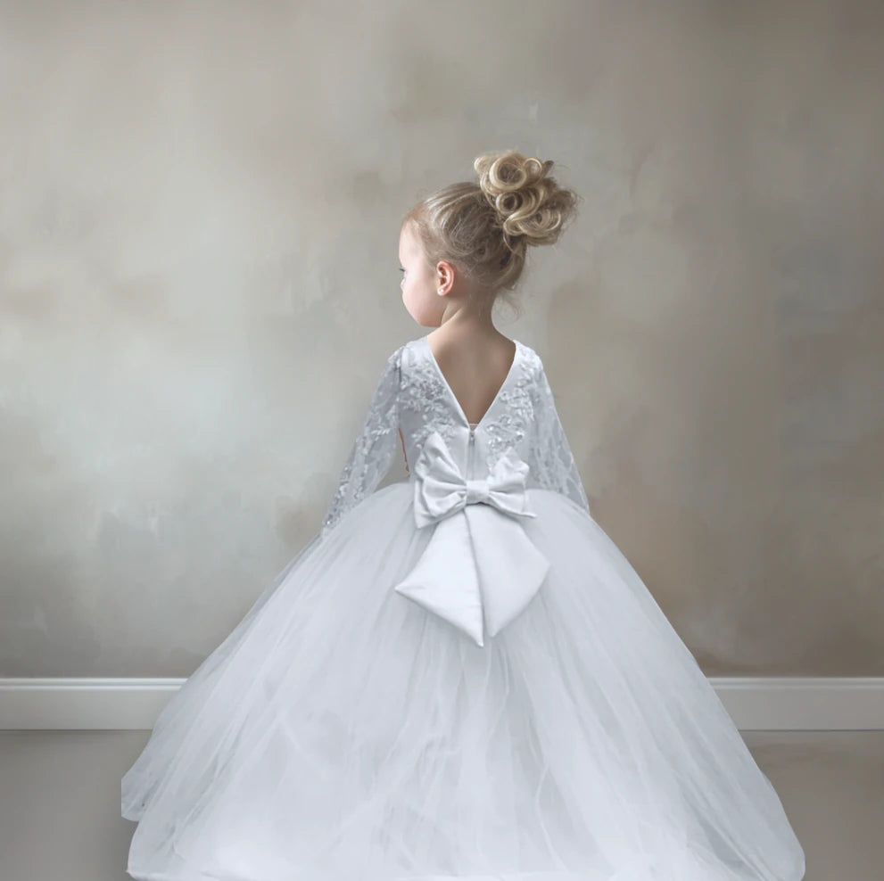 Emma White Lace Flower Girl Dress