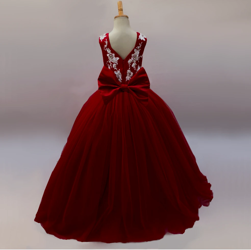 Ruby Red Tulle And Lace Gown