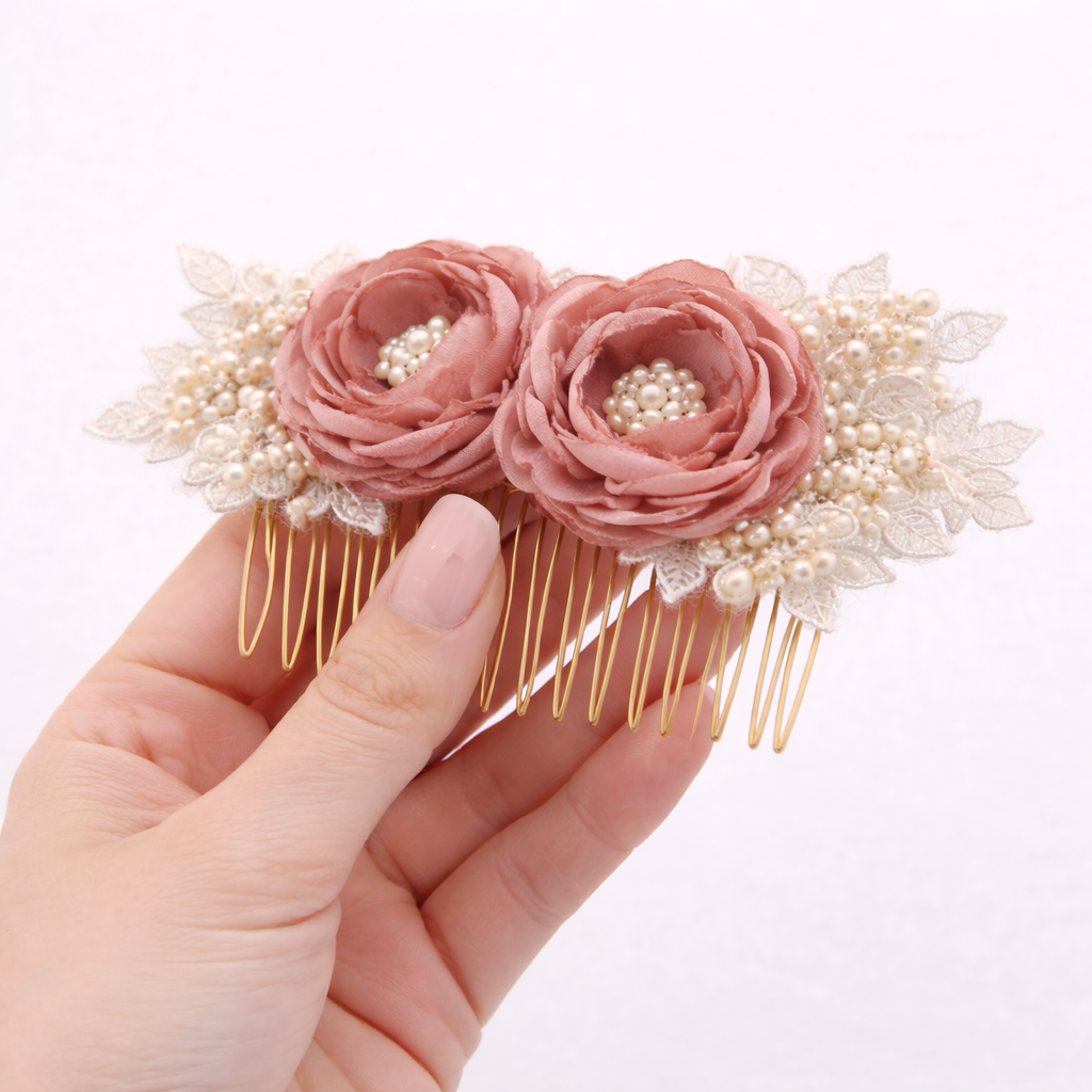 Blush Floral Pearl Hair Comb