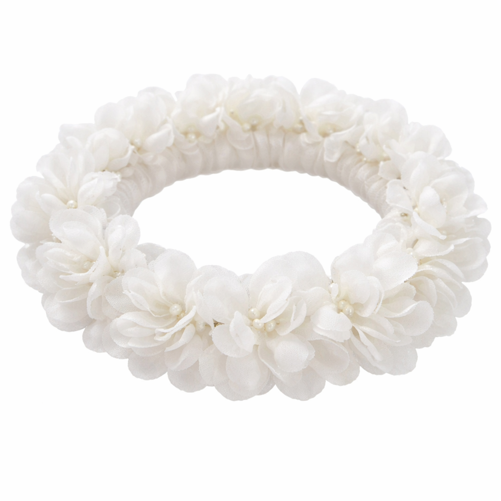 Ivory Elastic Floral Bun Wreath