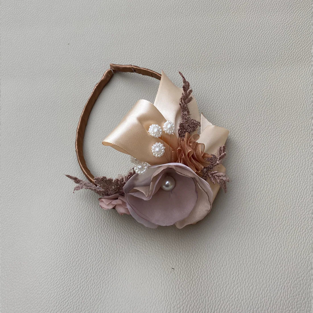 Satin Bow & Pearl Headpiece for Girls