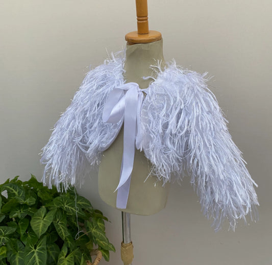 White faux fur sleeved bolero