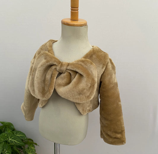 Gold faux fur sleeved bolero