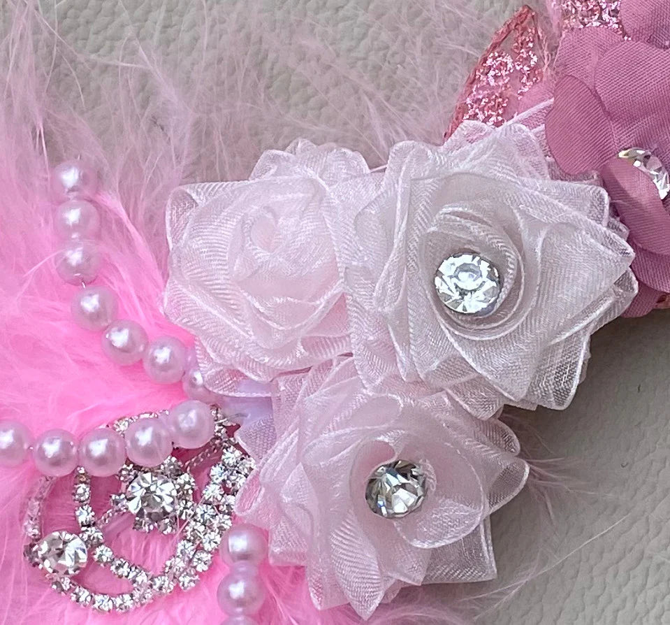 Pink Floral Feather Hair Clip