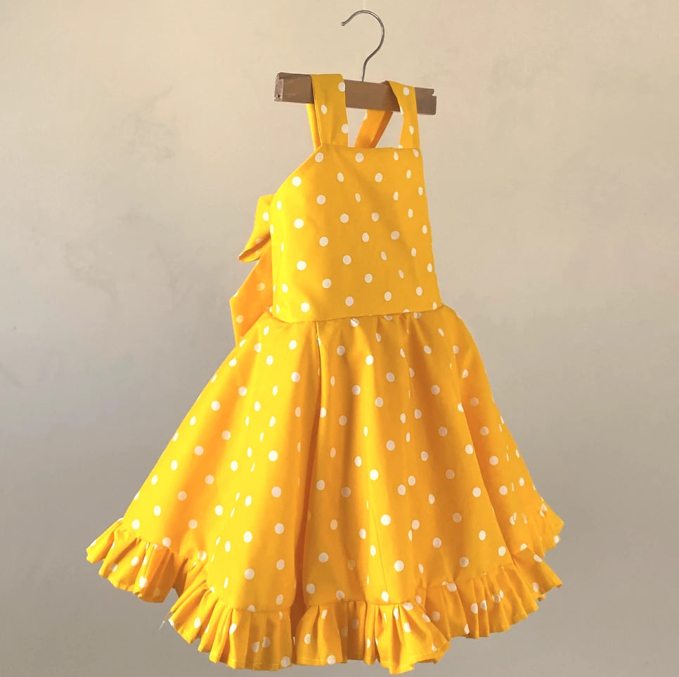 Yellow Polka Dot Twirl Dress