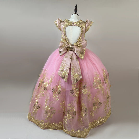 Elodie Pink and Gold Occasion Dress