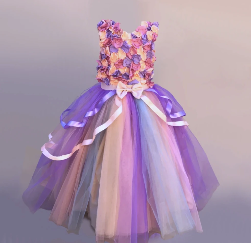 Meredith 3D Flower Pastel Tulle Gown