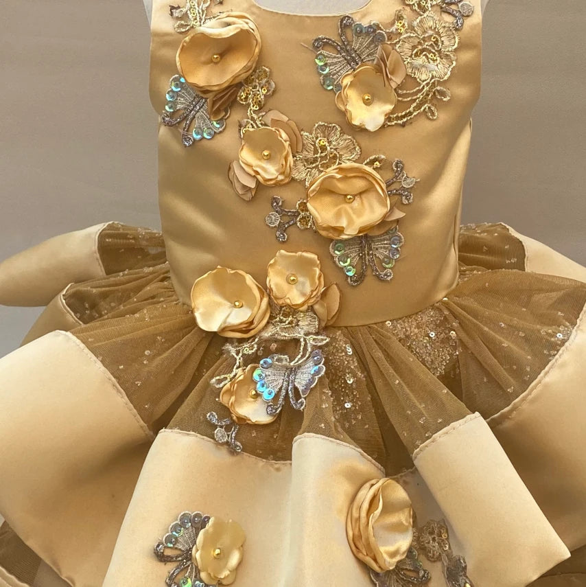 Kali Shimmer Gold Tutu Dress