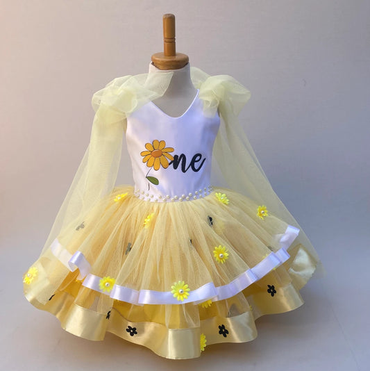 Yellow Daisy First Birthday Dress