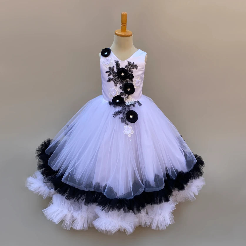 Kendra White And Black Tulle Gown