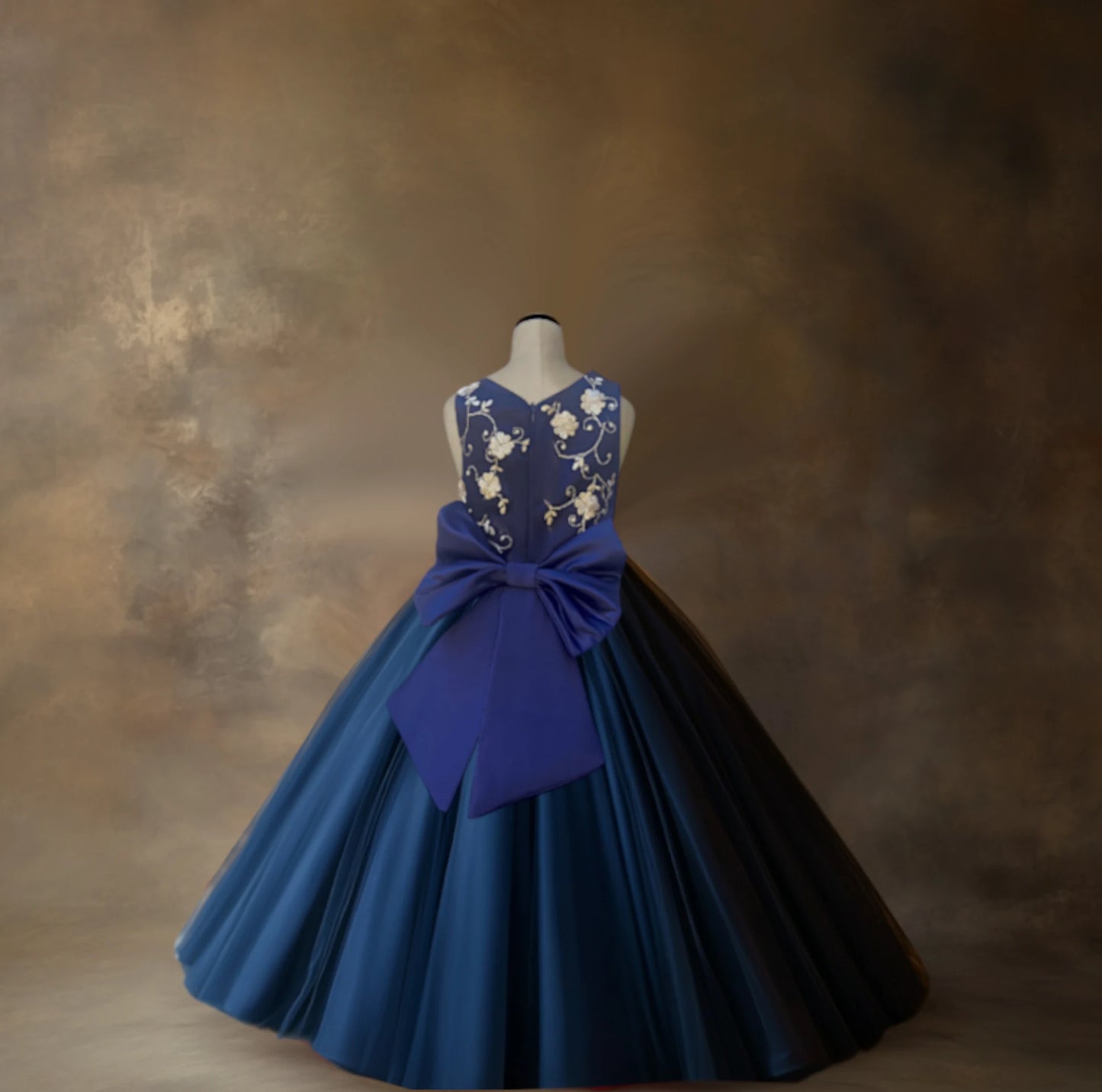 Nikita Navy and Gold Flower Girl Dress