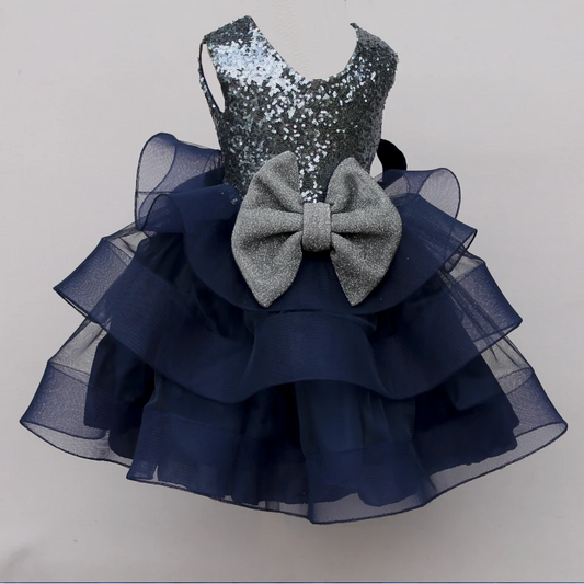 Leilani Navy and Silver Tulle Dress