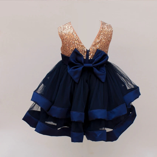 Skye Navy and Rose Gold Flower Girl Dress