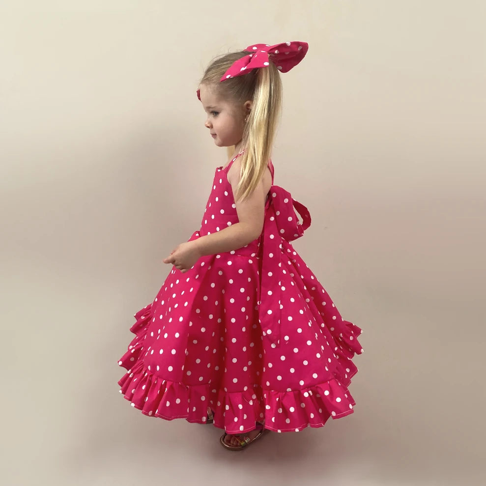 Pink Polka Dot Twirl Dress