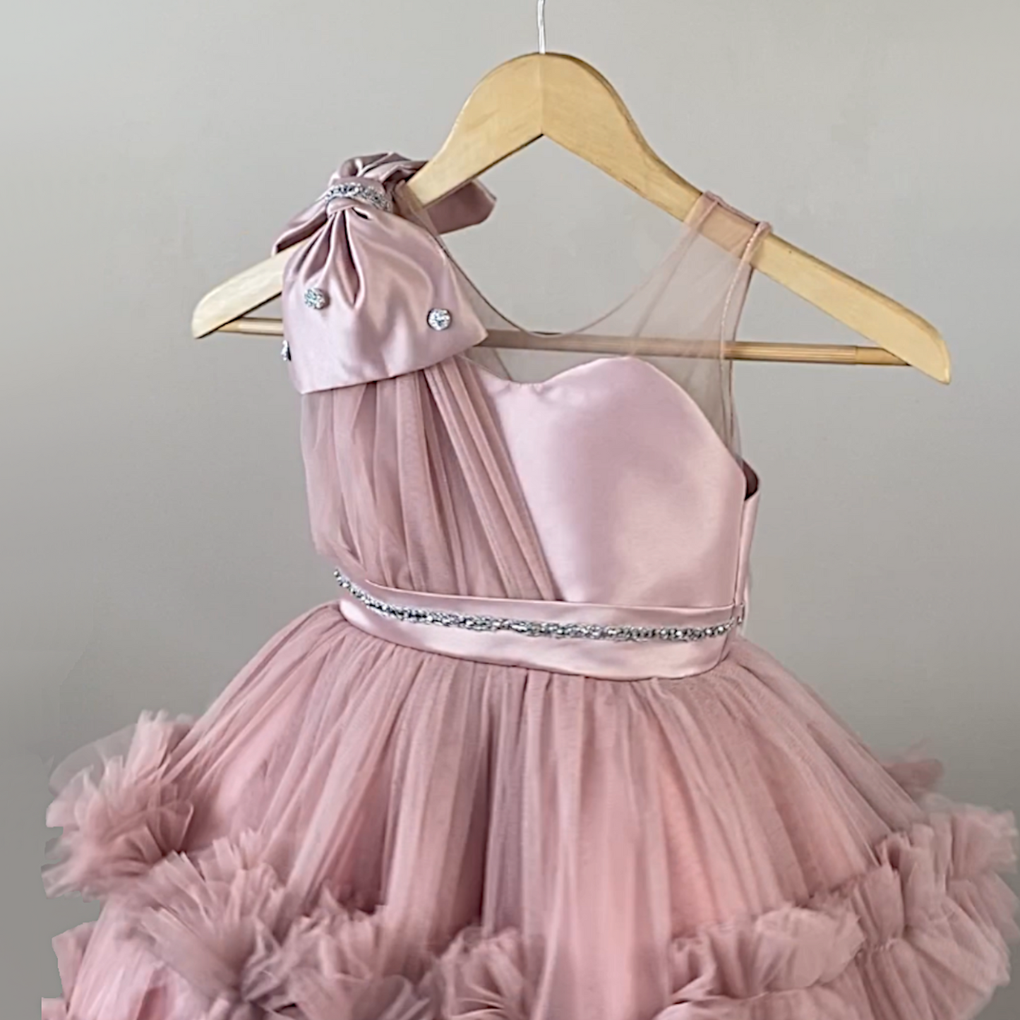 Blush Pink Couture Tulle Dress for Girls
