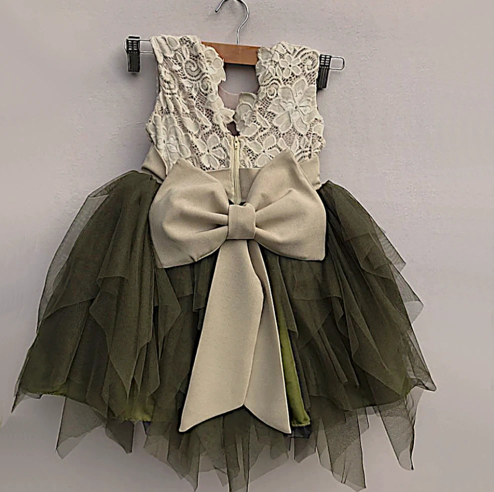 Phoebe Olive Green Lace Dress