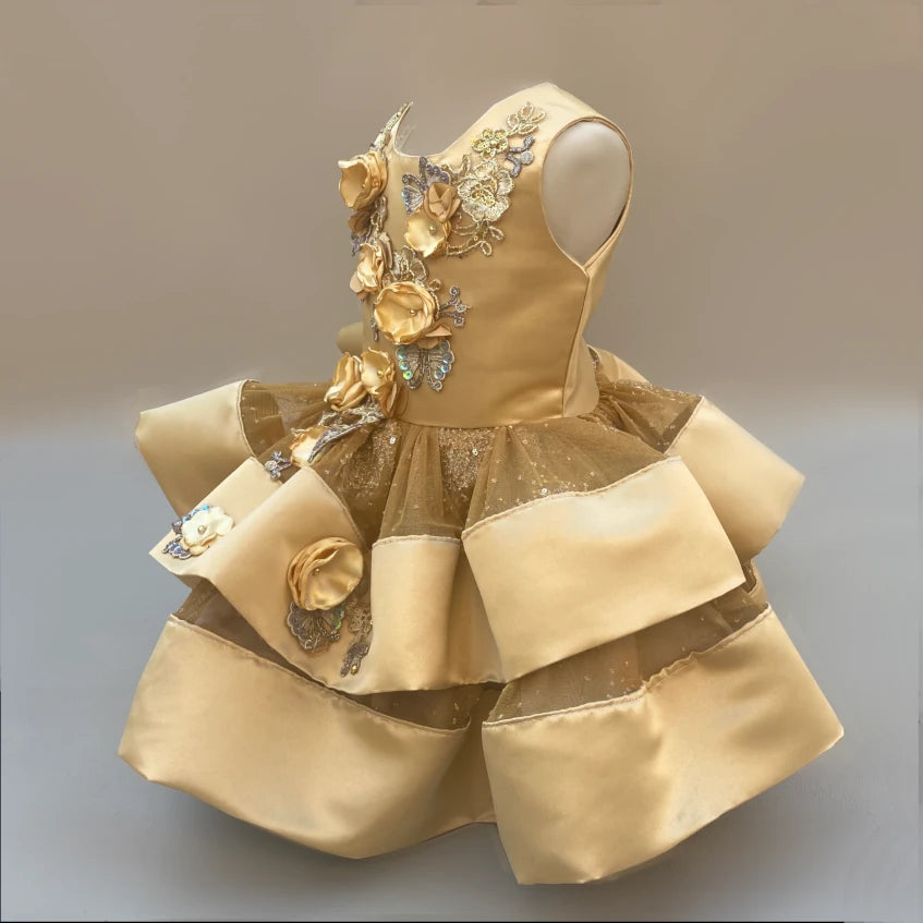 Kali Shimmer Gold Tutu Dress