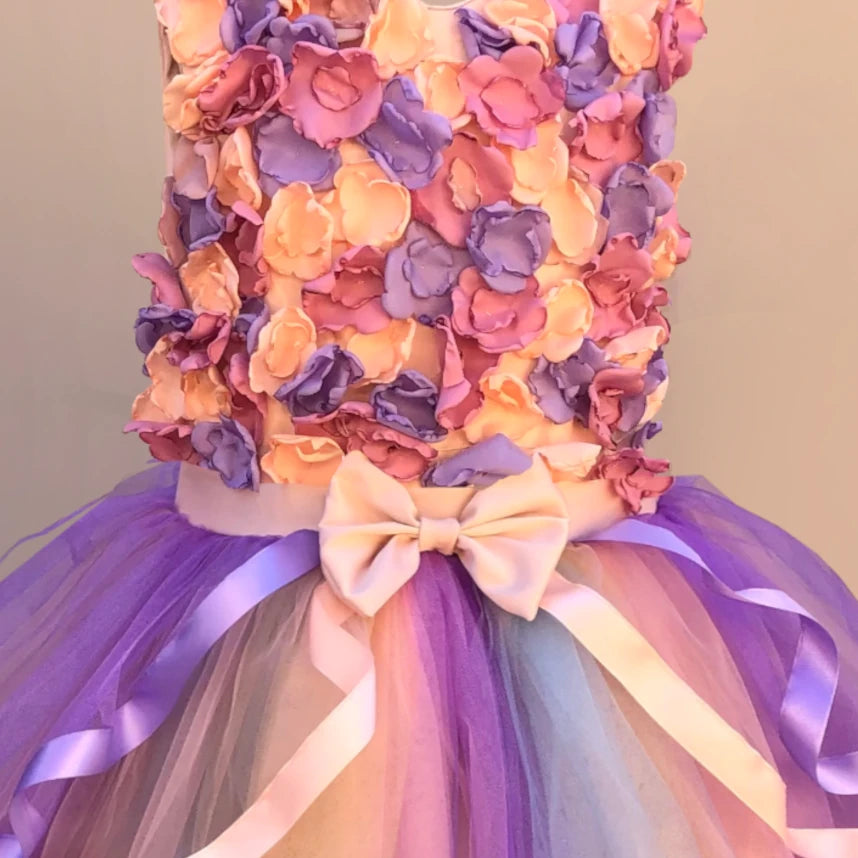 Meredith 3D Flower Pastel Tulle Gown