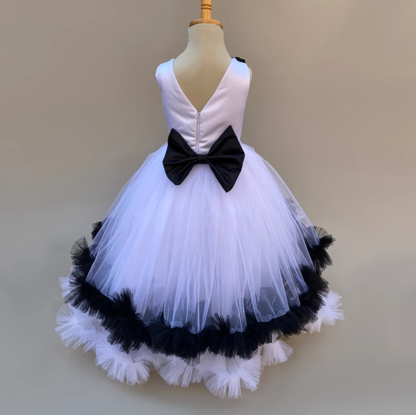 Kendra White And Black Tulle Gown