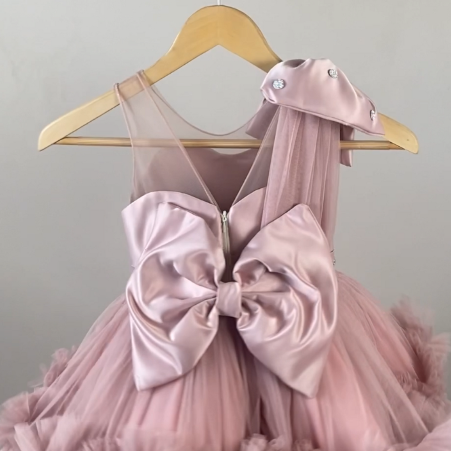 Blush Pink Couture Tulle Dress for Girls