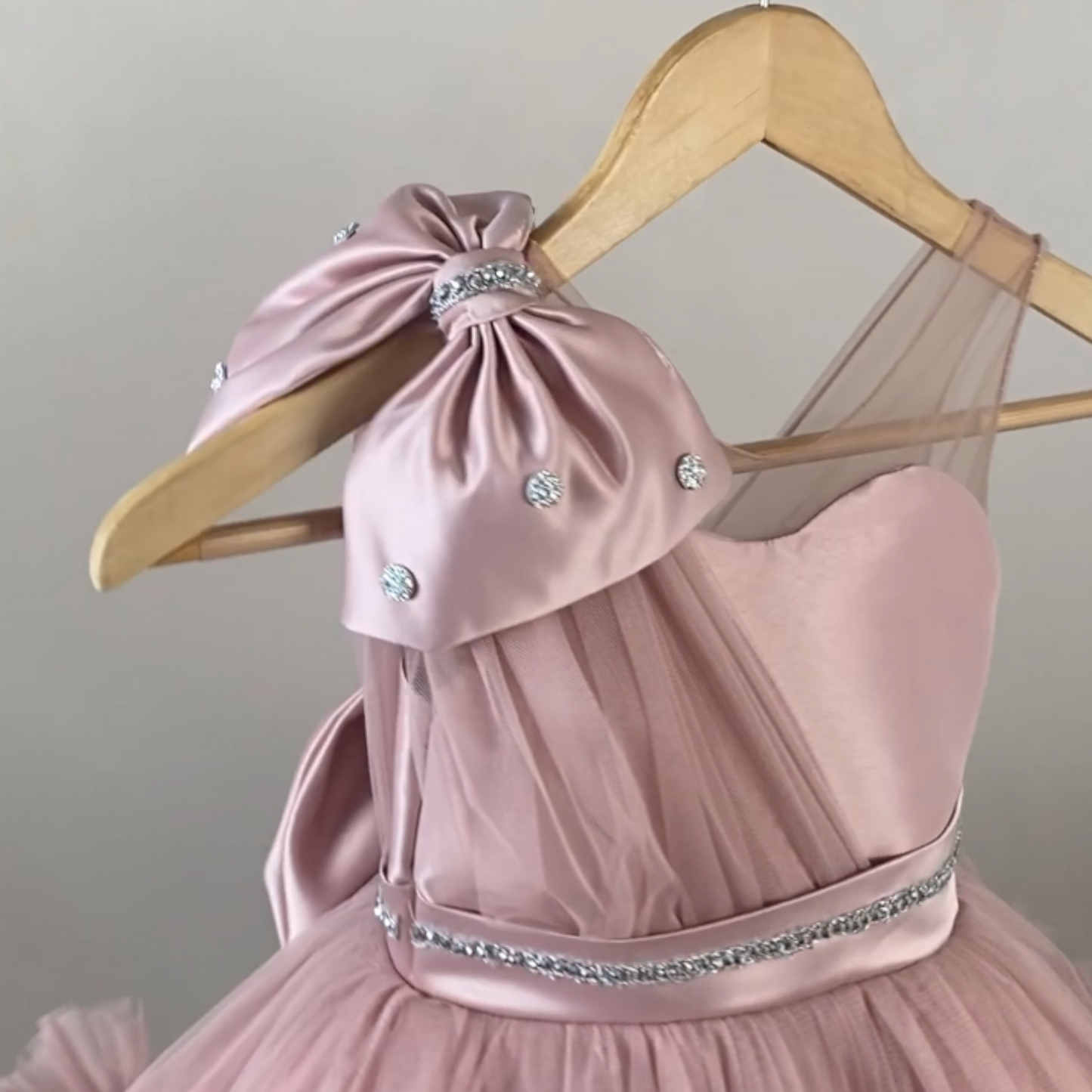 Blush Pink Couture Tulle Dress for Girls