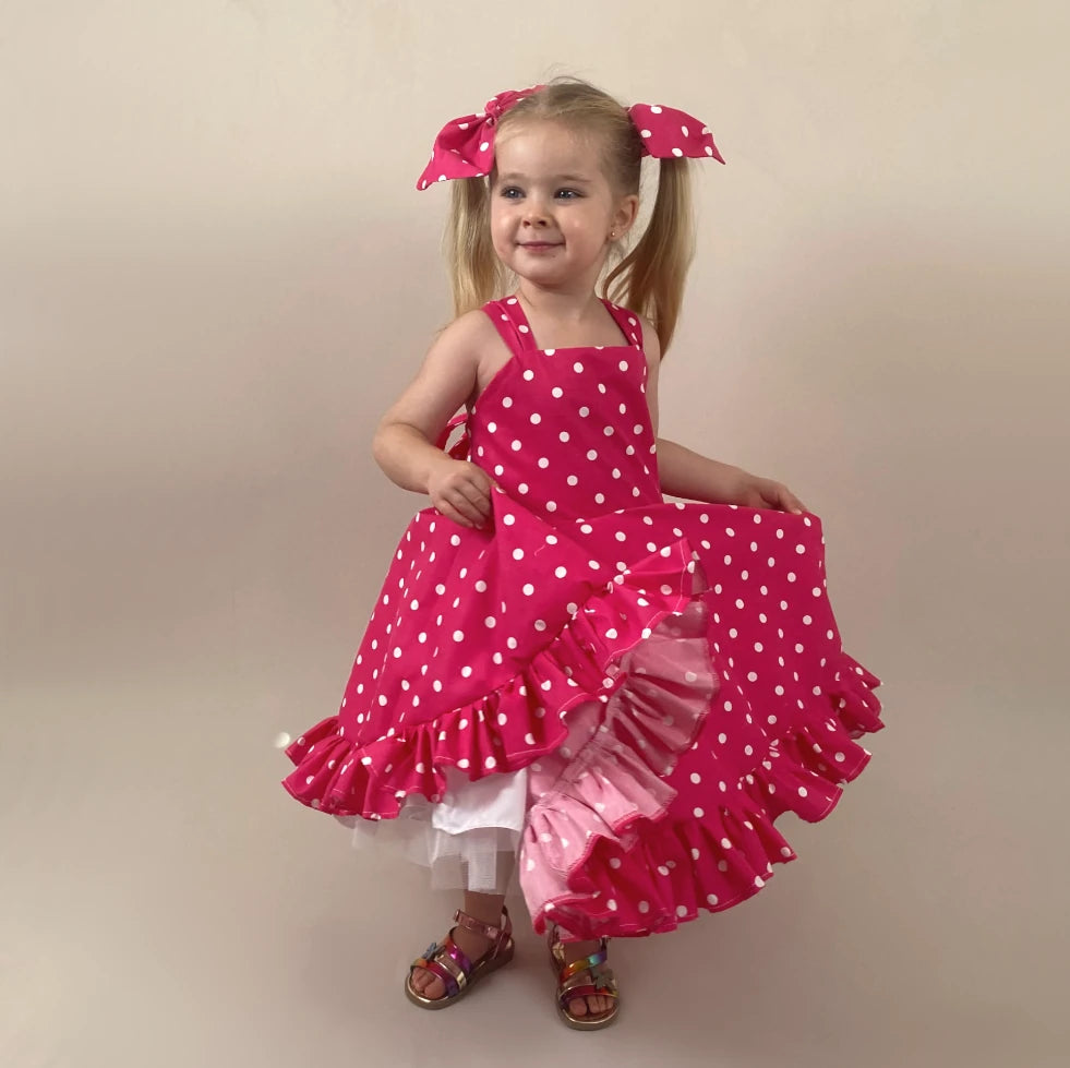 Pink Polka Dot Twirl Dress